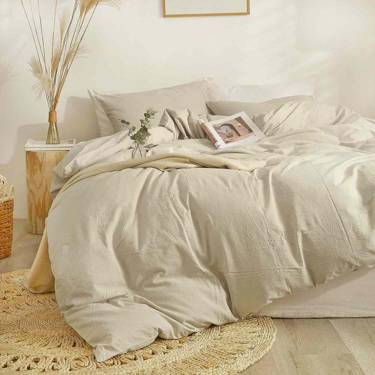 Etdiffe Comforter Set Twin/Twin Xl Size, 2Pc Khaki Aesthetic Modern Gray Bedding Set - Soft & Lightweight All Season Extra Long