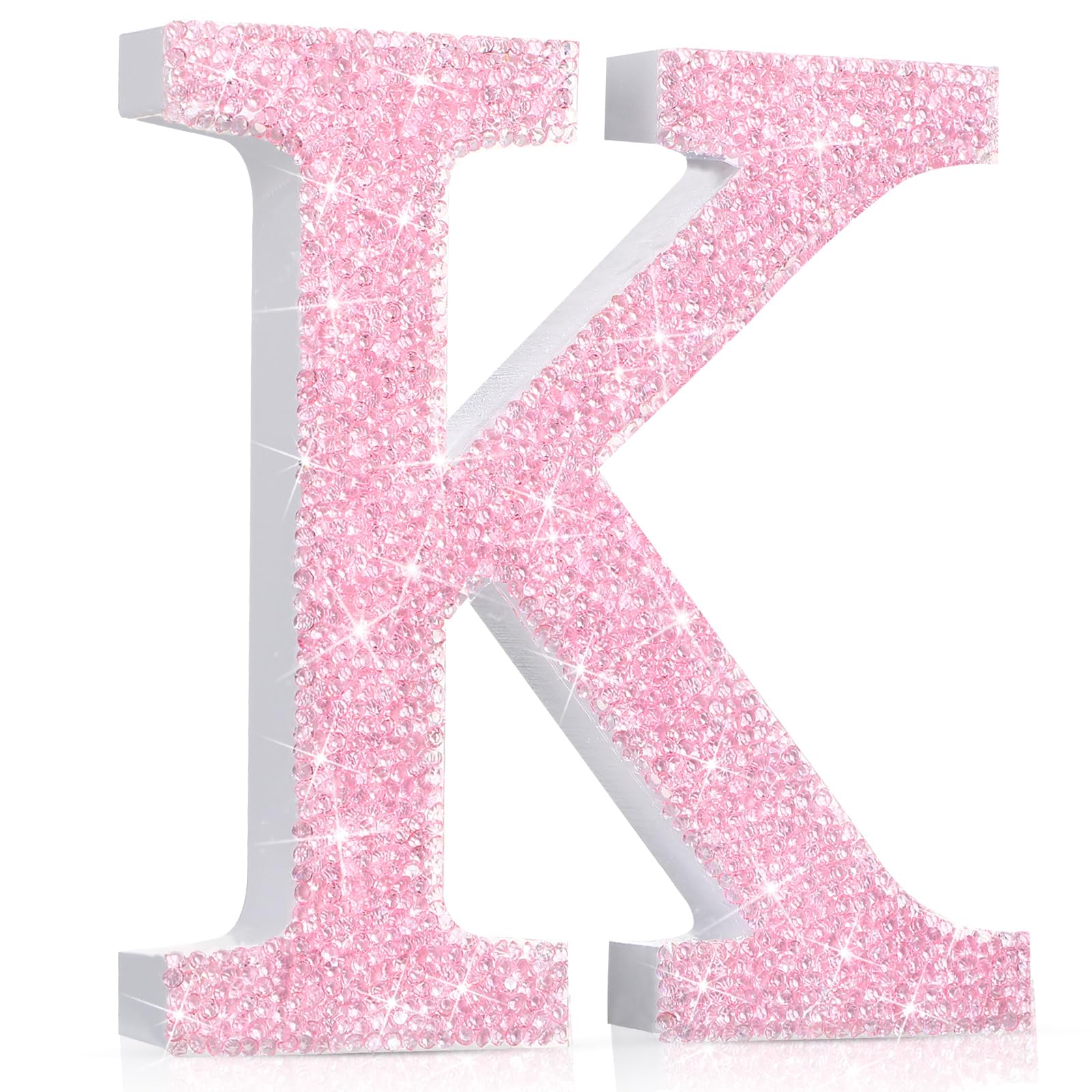Qunclay 5.7 Inch Pink Crystal Diamond Letters Crushed Diamond Decorations Glitter Letter Hanging Letters with Screws and Hooks R
