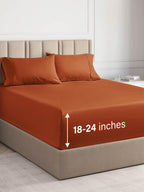 Extra Deep Pocket King Sheets - 4 Piece Breathable & Cooling Bed Sheets - Hotel Luxury Bed Sheet Set - Soft, Wrinkle Free & Comfy - Easily Fits Extra Deep Mattresses - Deep Pocket Terracotta Sheets