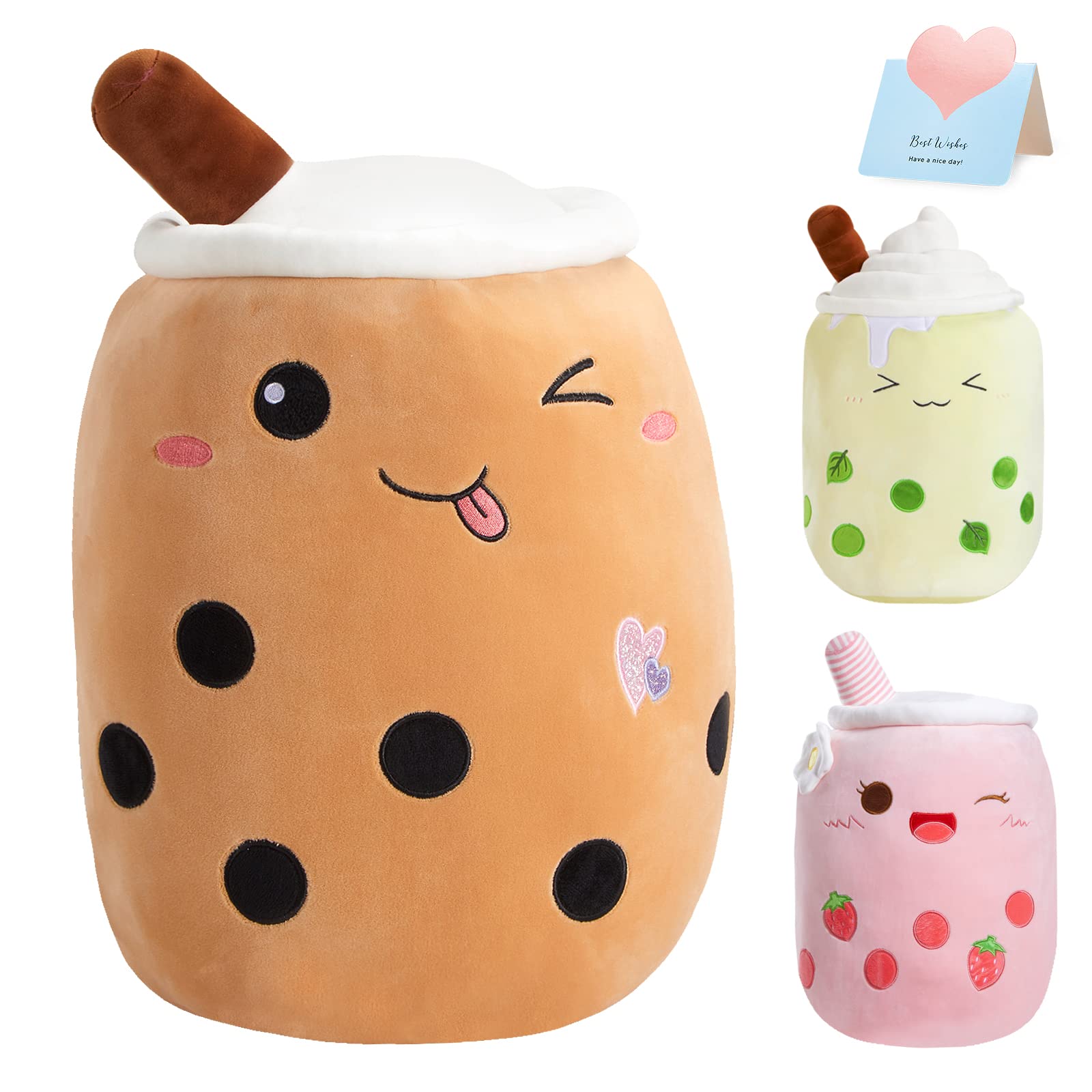 Athoinsu Cute Chocolate Milk Tea Plush Pillow 20' Giant Kawaii Stuffed Bubble Animal Toy Birthday Christmas Holiday Valentines