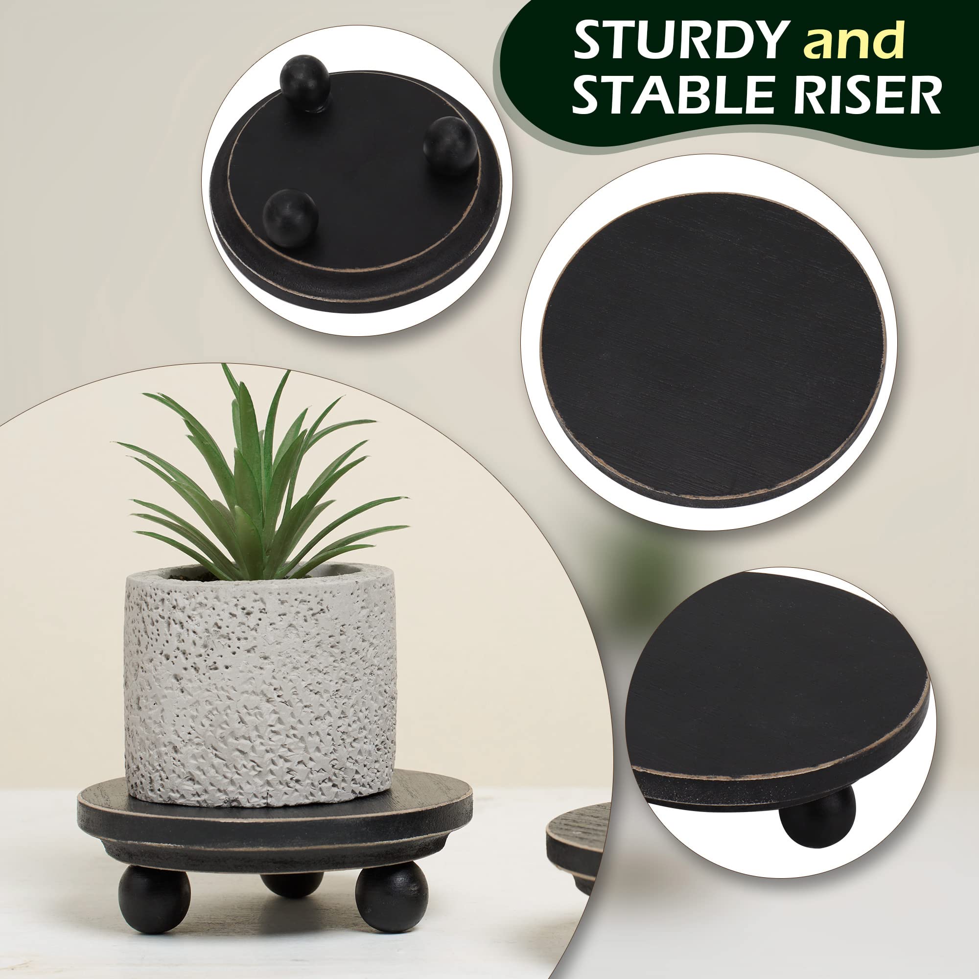 Defined Deco Mini Risers For Display,Wood Risers For Decor,Small 4   Round Wooden Riser, Farmhouse Wood Riser, Rustic Pedestal D