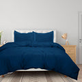 Royale Linens Navy Duvet Cover Full Size - 3 Piece Bedding Comforter Covers - Zipper Closure - 1 Full Duvet Cover 80X90 Inches A