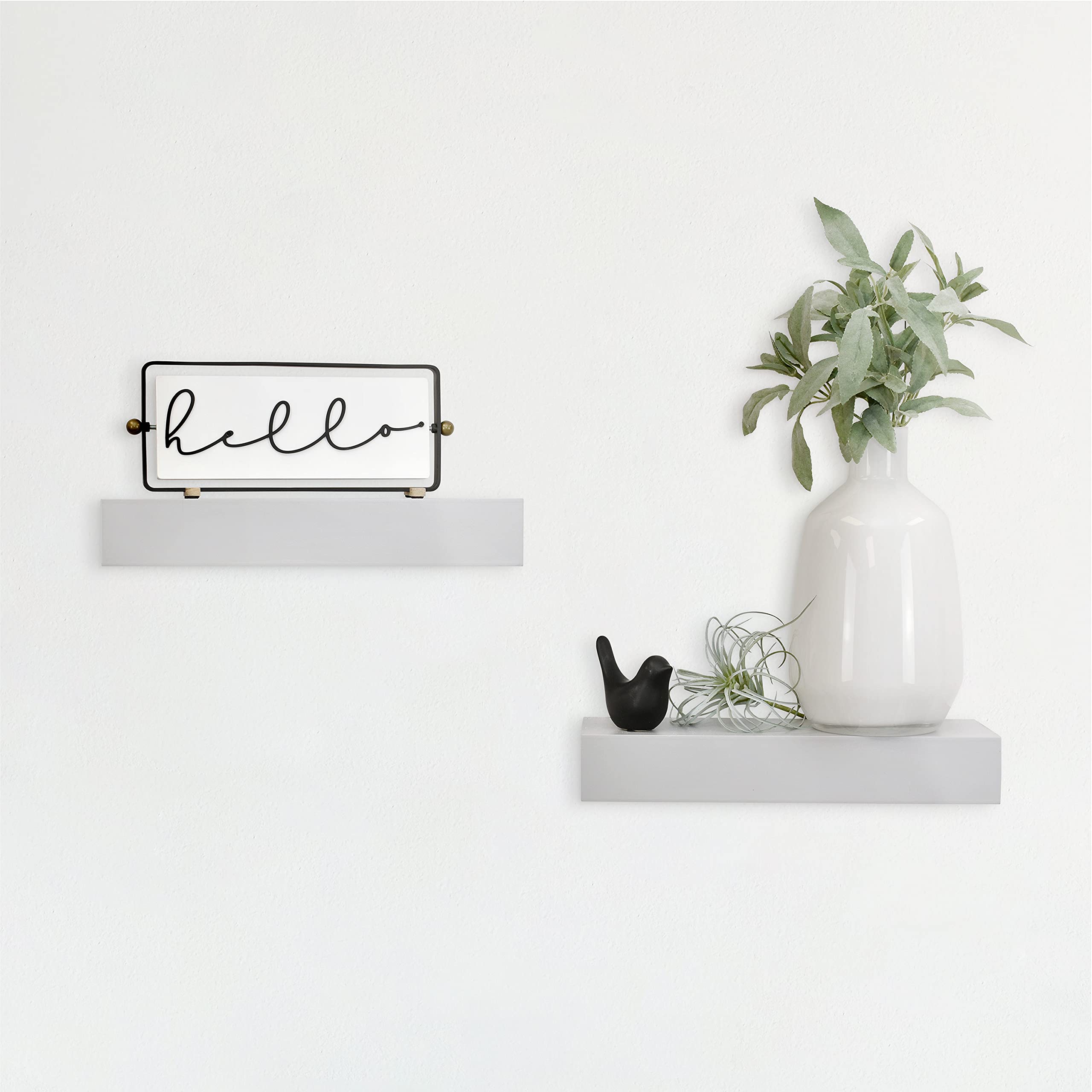 MCS Floating Shelf, Room Decor Wooden Shelf, Gray, 12 x 4 Inch, Set of 2