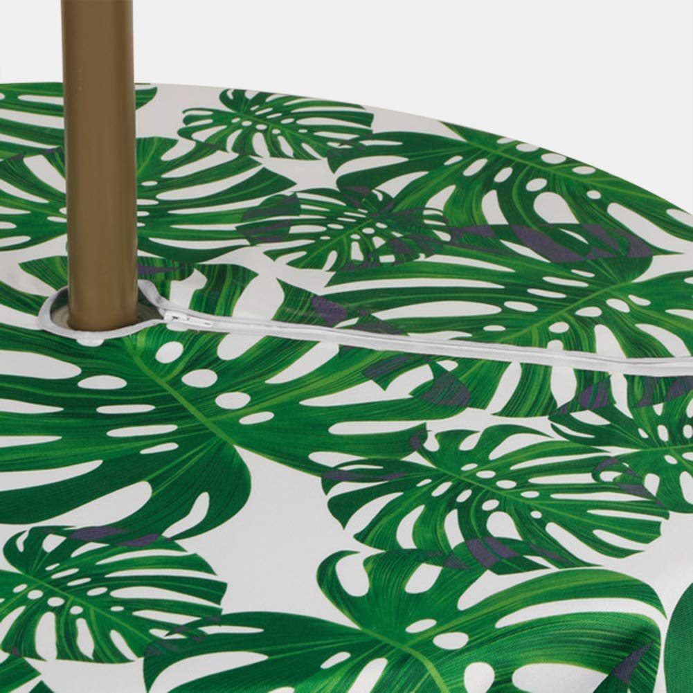 Colorbird Spring & Summer Palm Leaf Outdoor Tablecloth Waterproof Spillproof Polyester Table Cover With Zipper Umbrella Hole For