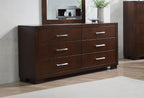 Coaster Home Furnishings Jessica Contemporary 64-inch 6-Drawer Bedroom Dresser Clothing Storage Cabinet Wide Chest of Drawers Organizer Unit Cappuccino 200713