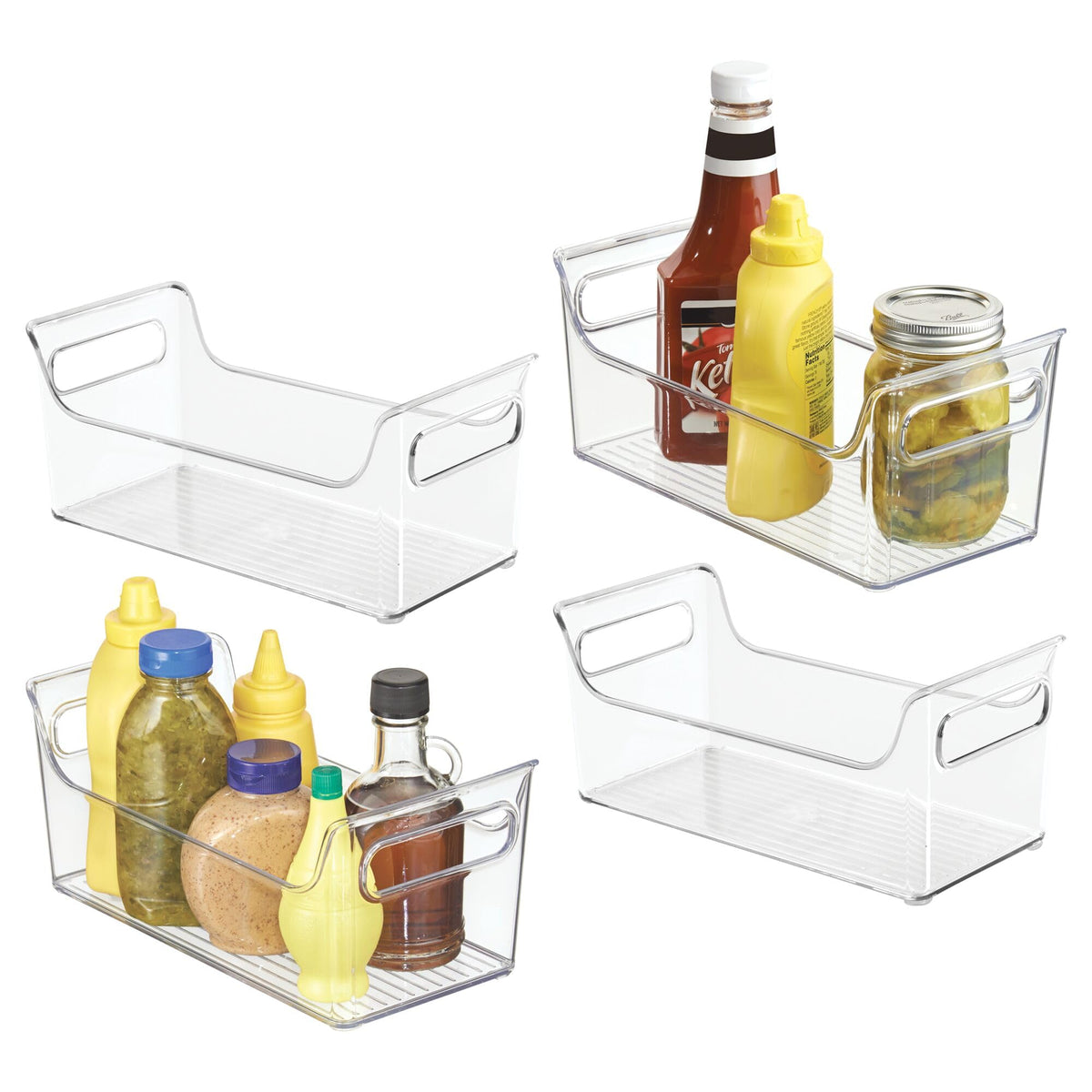iDesign Plastic Condiment Organizer with Handles, Set of 4, Clear