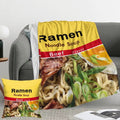 Ramen Throw Blanket 50X40 Inch, Ramen Noodle Soup Beef Flavor Beef Lightweight Soft Microfiber Throw Blanket With 18X18 Inch Pil