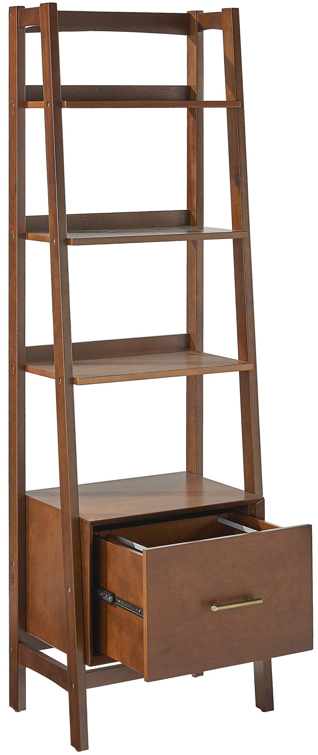 Crosley Furniture Landon Small Bookshelf Etagere, Bookcase Storage With Shelves And File Drawer, Mahogany