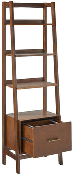 Crosley Furniture Landon Small Bookshelf Etagere, Bookcase Storage With Shelves And File Drawer, Mahogany