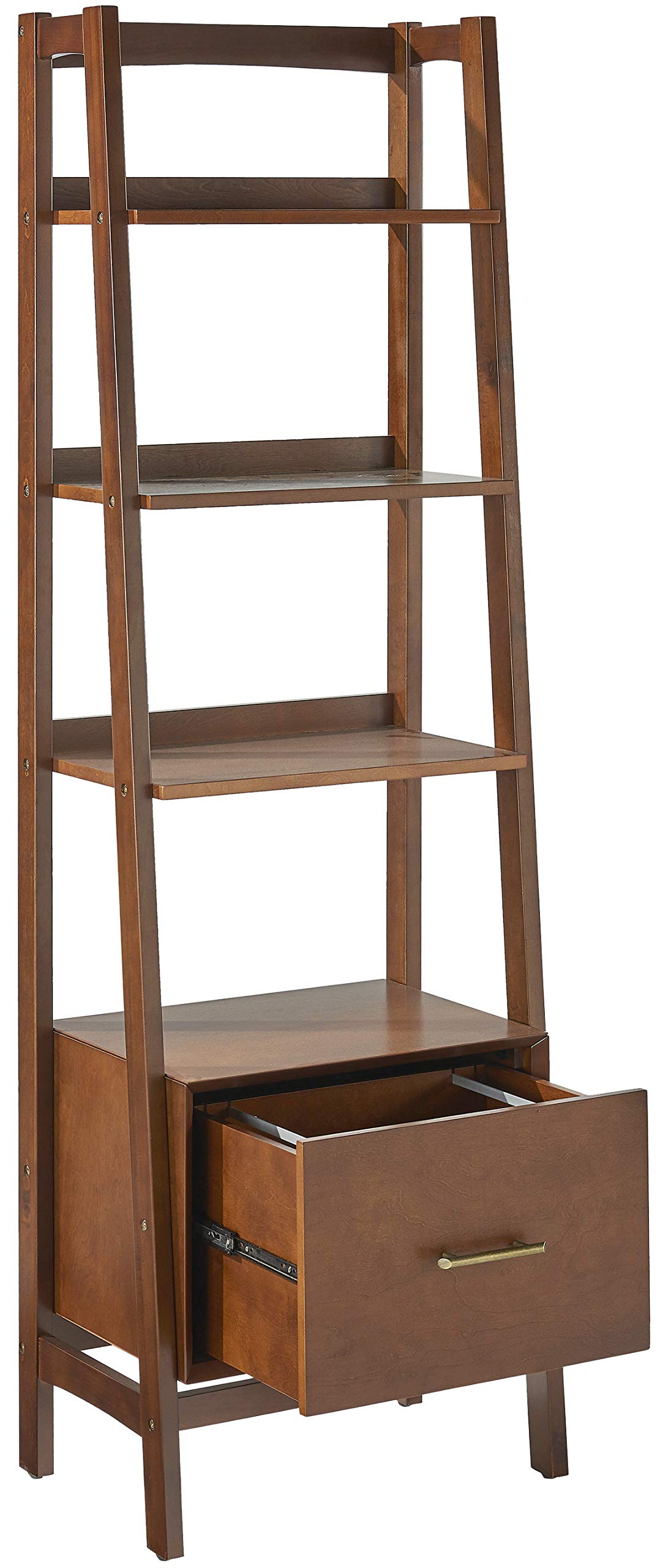 Crosley Furniture Landon Small Bookshelf Etagere, Bookcase Storage With Shelves And File Drawer, Mahogany