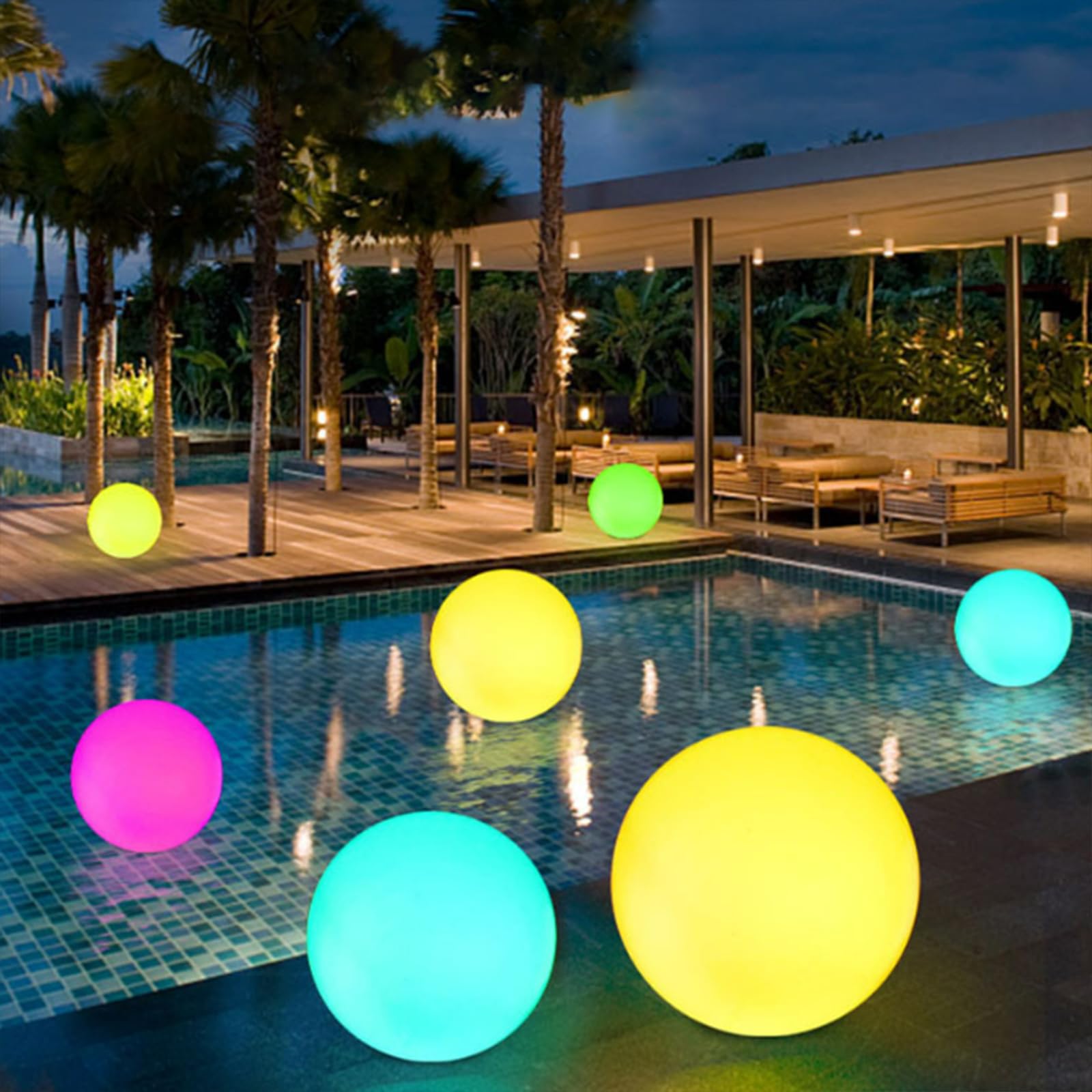Iuseit Floating Pool Light,8-Inch 16 Color Changing Led Ball Lamp,Ip68 Waterproof Led Pool Glowing Orb Lights With Remote Contro