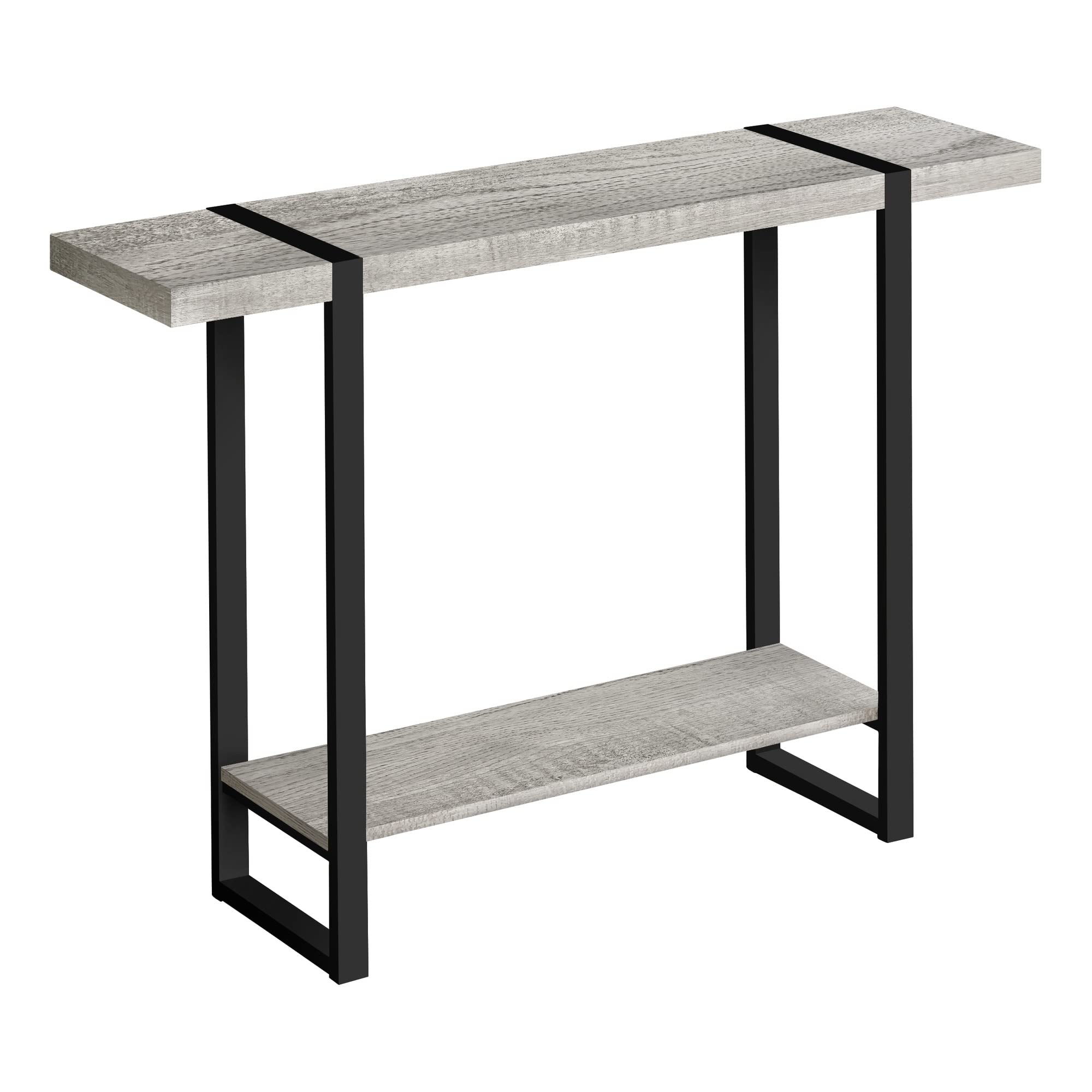 Monarch Specialties I 2856 Accent Table, Console, Entryway, Narrow, Sofa, Living Room, Bedroom, Metal, Laminate, Grey, Black, Contemporary, Modern