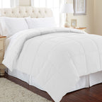 Modern Threads Down Alternative Microfiber Quilted Reversible Comforter & Duvet Insert - Soft, Comfortable Alternative To Goose Down - Bedding For All Seasons White/White Full/Queen