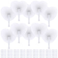 Aodaer 100 Pack Heart Shaped Folding Fans White Paper Fans Handheld Fans with Plastic Handles for Party, Wedding, Anniversary De