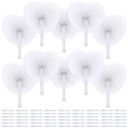 Aodaer 100 Pack Heart Shaped Folding Fans White Paper Fans Handheld Fans with Plastic Handles for Party, Wedding, Anniversary De