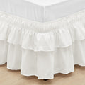 Rimela Ruffle Bed Skirt Ivory Queen 18 Inch Drop, Elastic Wrap Around Bed Skirting Queen Size, Easy To Install Dust Ruffle, Mach