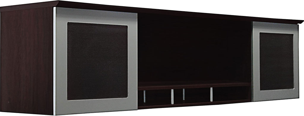 Mayline Mnh72Ldc Medina Hutch Cabinet With Glass Doors, 72"W, Mocha Laminate