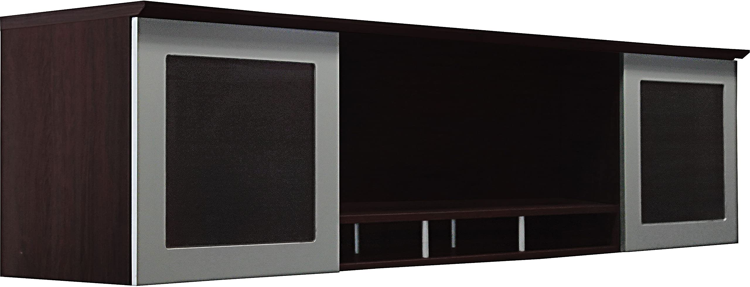 Mayline Mnh72Ldc Medina Hutch Cabinet With Glass Doors, 72"W, Mocha Laminate