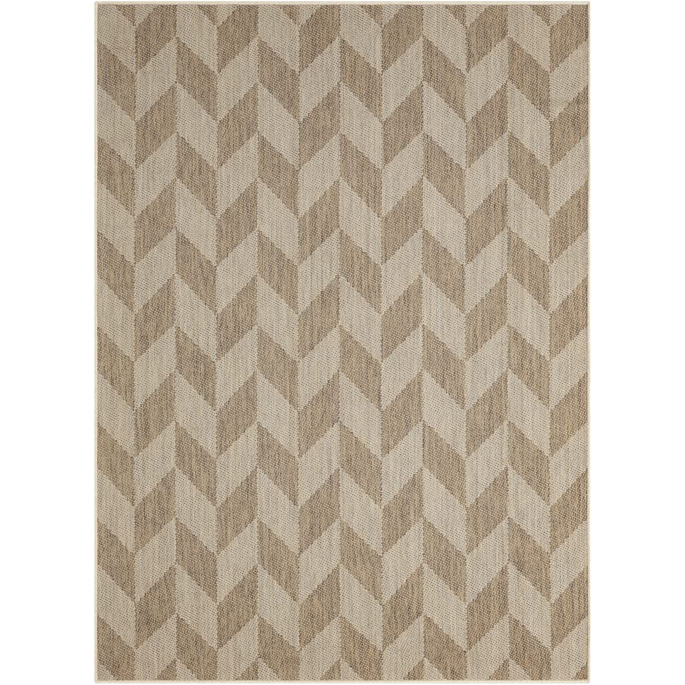 Nicole Miller New York Patio Country Calla Contemporary Herringbone Indoor/Outdoor Area Rug, Brown/Beige, 5'2'X7'2'
