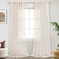Dancurton Beige Sheer Curtains 108 Inch Length For Bedroom Living Room Natural Farmhouse Boho Semi Sheer Curtain Light Beige Bac