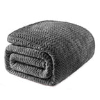 Exclusivo Mezcla Grey Fleece Twin Size Blanket For Bed, Super Soft Cozy Blankets With Decorative Wave Textured, Lightweight Plus