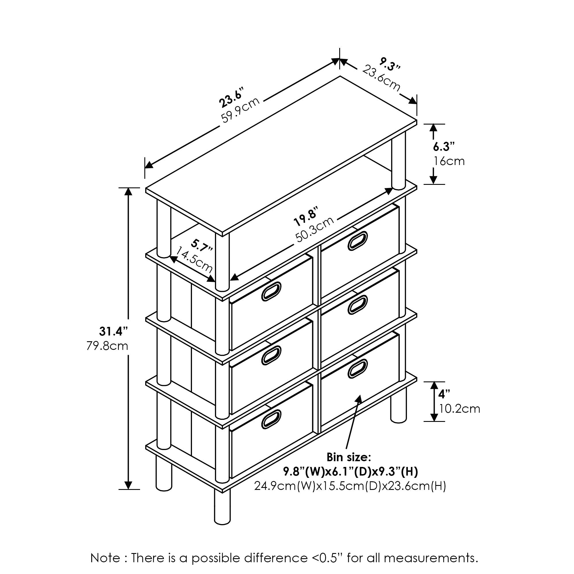 Furinno Frans Turn-N-Tube Console Table, French Oak Grey/Black/Black