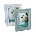 Buecasa Rustic 3.5x5 Inches Wooden Picture Frame Pack of 2 Vintage Cyan and White in Gift Box - Distressed Wood High Definition 
