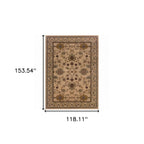 HomeRoots 508232 10 x 13 ft. Ivory Oriental Power Loom Stain Resistant Rectangle Area Rug