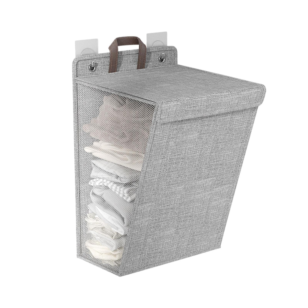 Foldable Hanging Laundry Basket  Wall Mounted Storage Basket | Dirty Clothes Basket With Lid | Dustproof Clothes Hamper Storage