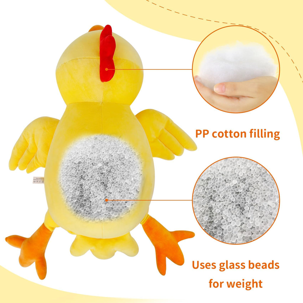 Ideameme Weighted Chick Plush, 24' 4.2 Lbs Weighted Stuffed Animals, Cute Plushie Dolls Throw Pillow Birthday For Children Kids