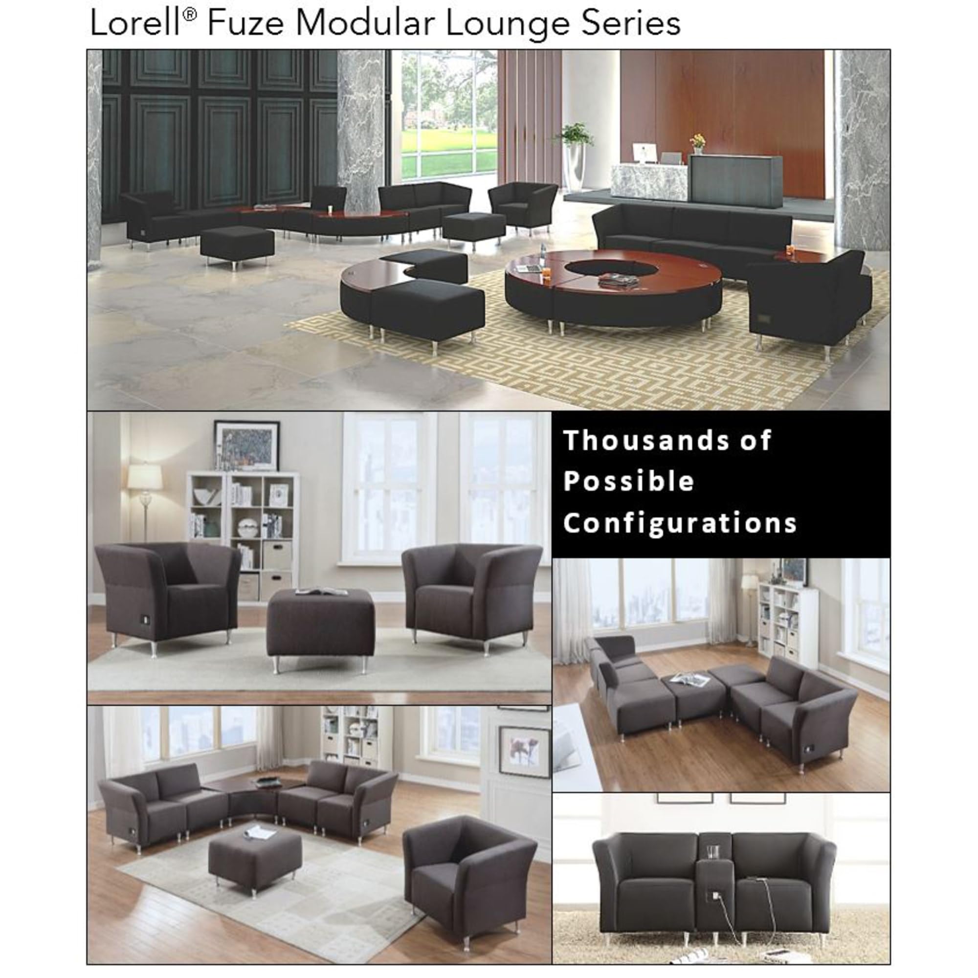 Lorell Fuze Modular Series Square Lounge Chair