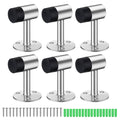 6 Pack Heavy Duty Floor Stopper For Door 3 Inch Stainless Steel Door Stoppers With Rubber Head Door Stops For Bottom Of Door Bru