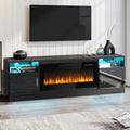 PUKAMI 70 Fireplace TV Stand with 36  Electric Fireplace for TVs Up to 80 , LED Light Entertainment Center with Highlight Storag