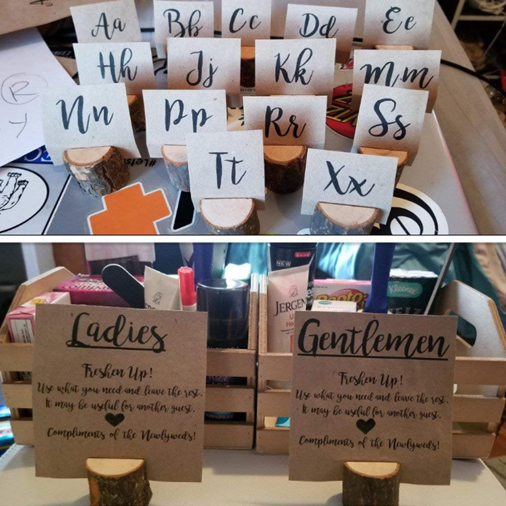Rustic Wood Table Numbers Holder Wood Place Card Holder Party Wedding Table Name Card Holder Memo Note Card (20Pcs)