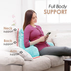 Nestl Reading Pillow Standard Bed Pillow, Back Pillow For Sitting In Bed Shredded Memory Foam Chair Pillow, Reading & Bed Rest Pillows Light Blue Back Pillow For Bed, Bed Chair Arm Pillow With Pockets