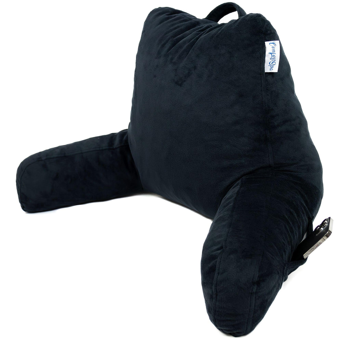 Comfortspa Reading Pillow For Bed Adult Size, Back Rest Pillow With Arms, Pockets, Washable Cover; Use As Back Pillow For Bed Si