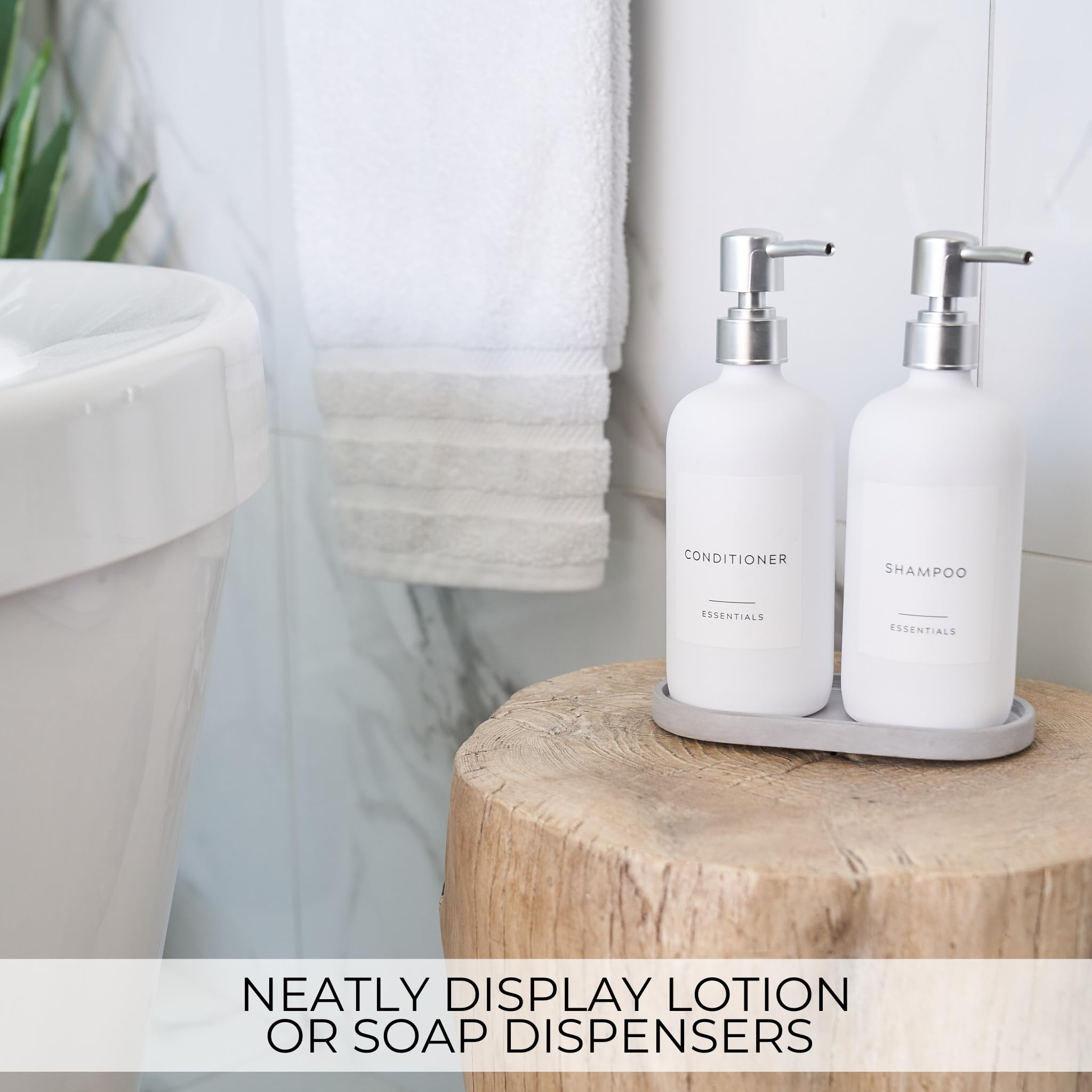 Decorative Bathroom And Vanity Tray - A Modern Concrete Tray To Beautifully Display Lotion & Soap Dispensers On Your Bathroom Co