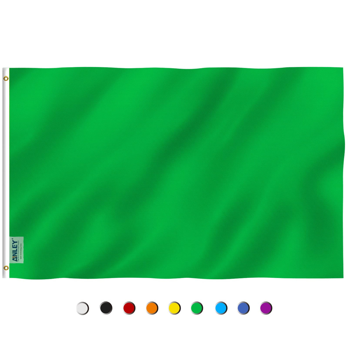 Anley Fly Breeze 3X5 Foot Solid Green Flag - Vivid Color And Fade Proof - Canvas Header And Double Stitched - Plain Green Flags
