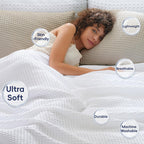 Phf Ultra Soft Waffle Weave Blanket Queen Size 90'X 90'- Washed Lightweight Breathable Cozy Woven Blanket For Bed - Aesthetic Decor For Couch Bedding Sofa Home Car - White