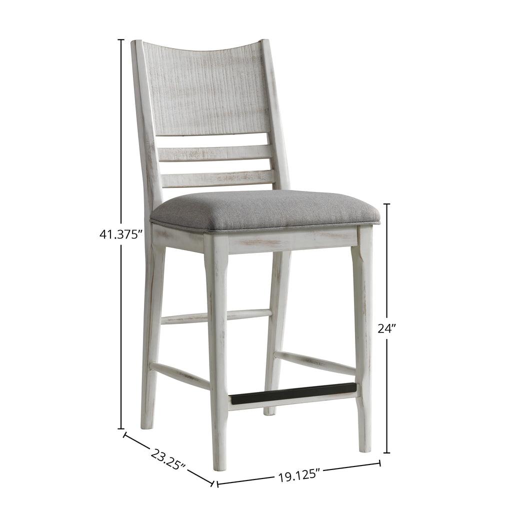 Modern Rustic Counter Stool, Panel Back w/Cushion(Set of 2)