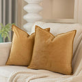 Juspurbet Khaki Decorative Velvet Throw Pillow Covers 22X22 Inch Set Of 2,Broadside Soft Cushion Case With Invisible Zipper For
