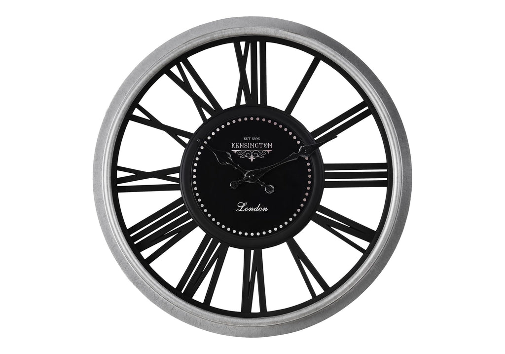 Monarch Specialties I 9086 Clocks, 16' Round, Wall Clock, Silver, Black, Transitional
