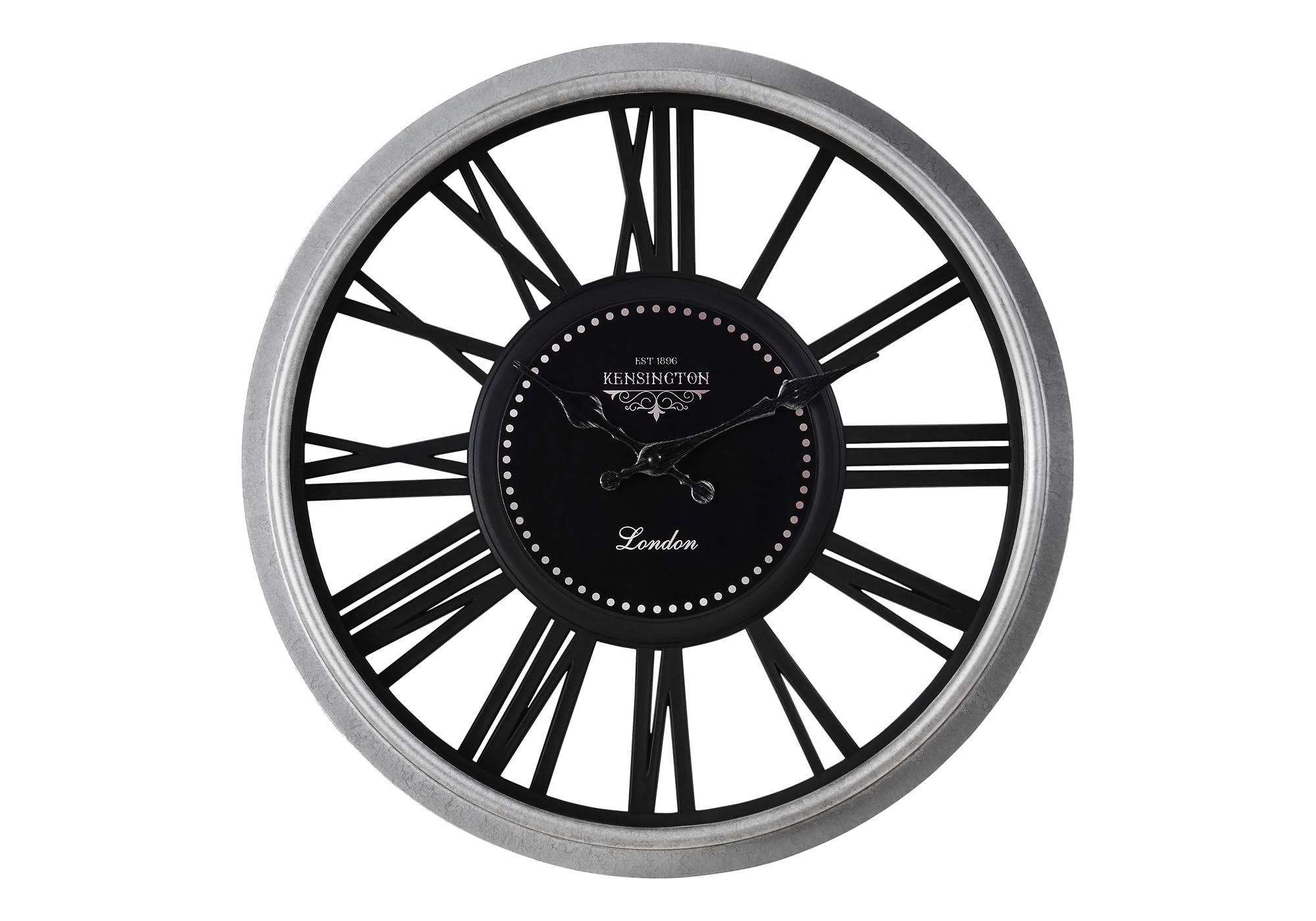 Monarch Specialties I 9086 Clocks, 16' Round, Wall Clock, Silver, Black, Transitional