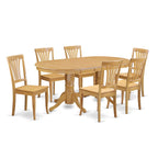 East West Furniture VAAV7-OAK-W 7 Piece Dining Set Consist of an Oval Dining Table with Butterfly Leaf and 6 Kitchen Chairs, 40x76 Inch, Oak