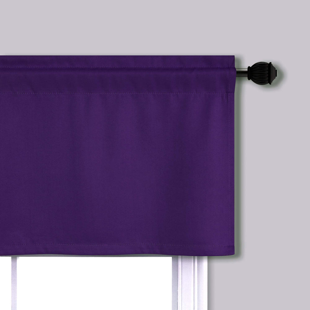 Mrs.Naturall Royal Purple Valance Curtains, 36"W x 16"L, Triple Weaved Textured Microfiber, Pack of 2, Blackout Fabric