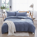 Dreaming Wapiti Duvet Cover Queen,Washed Microfiber Haze Blue Queen Size Duvet Cover Set,Solid Color - Soft And Breathable With