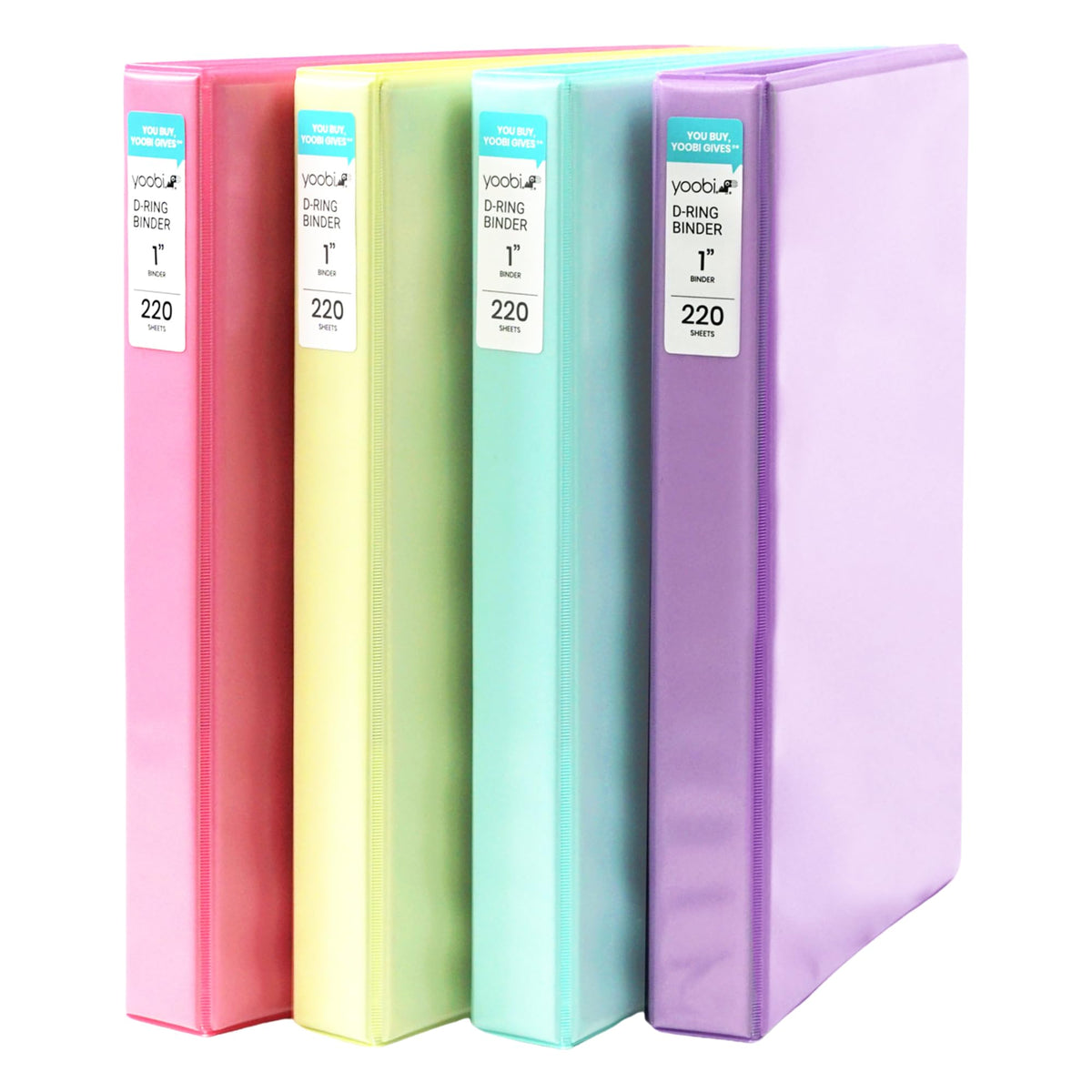 Yoobi 1 Inch Binder Set - 3-Ring Binders With 2 Pockets - Perfect For School Or Office - Holds Up To 500 Sheets - 4 Pack - Brigh