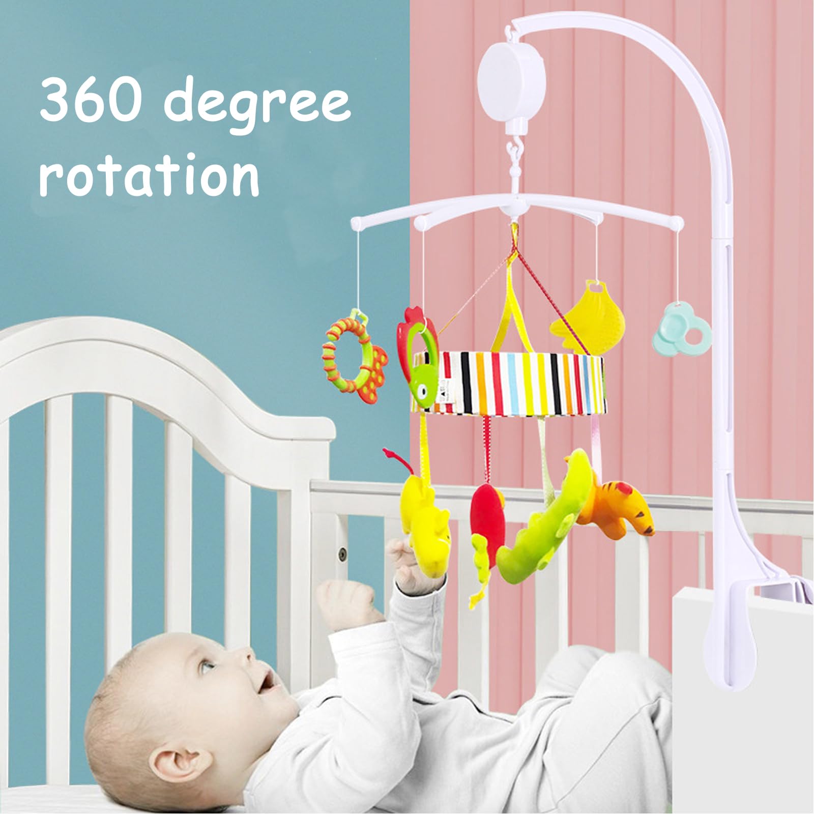 26Inch White Baby Crib Mobile Music Box Bed Bell Toy Holder Arm Bracket Nut Screw Music Box Holder Set Parts For Baby Bed Peramb