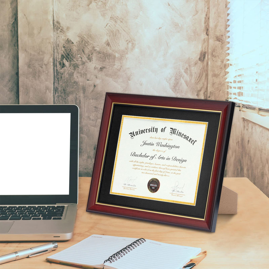 Minesaxel 11X14 Diploma Frame With 8.5 X 11 Opening Black Mat, Display 8.5X11 Degree Certificate Document, Wall Mount Or Tableto