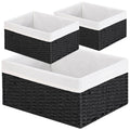 Vagusicc Storage Basket, 3-Pack Woven Paper Rope Wicker Baskets for Storage with Handles, 15 Inches Large Cube Storage Bins Wove
